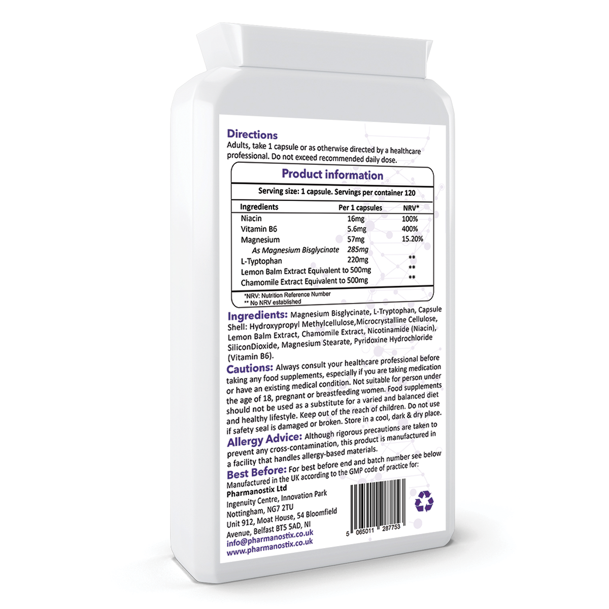 PharmaSleep Complex 120 Vegan Capsules - L-Tryptophan Complex